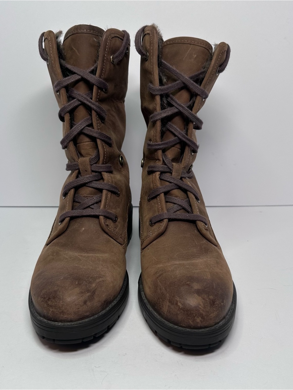 Clarks Womens Reunite Up Fold Over Gore-Tex Lace Up Brown Leather Boots Size 8.5 - Picture 8 of 9